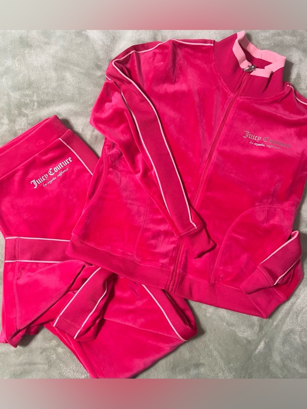 Juicy Couture Hot Pink Velour Track Jacket & Pants Set L NWT